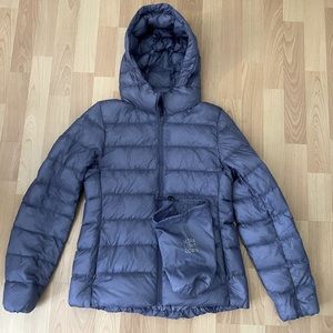 Uniqulo Purple Ultra Light Down Parka with hood